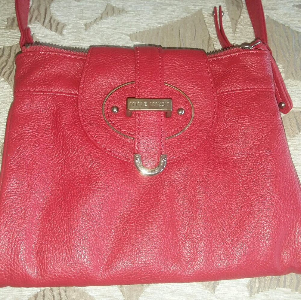Nine West Cross-Body Bag - Red w/ Leopard Interior